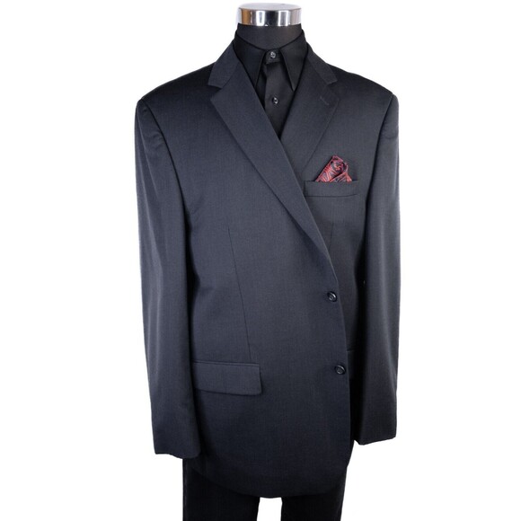 JOSEPH & FEISS mens Solid Gray Wool Blend sport coat suit jacket blazer 48L - Picture 2 of 13